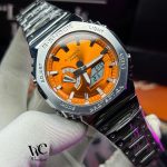 G-SHOCK GA2100 SILVER CHAIN ORANGE DIAL