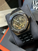Luxury skeleton watch on display